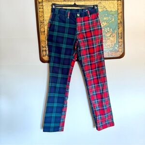 Vineyard Vines Double Tartan Plaid Pants Half And Half Size 28 X 30 Red Green